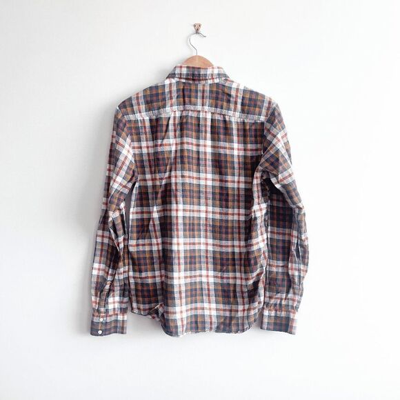 Levi's Mens Pearl Snap Up Shirt Long Sleeve Modern Fit Plaid Blue Red Medium - Picture 2 of 8